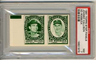 1961 Topps Stamp Panel Johnny Callison and Ed Roebuck PSA 7 NM  