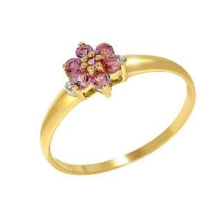    9ct Yellow Gold Pink Sapphire & Diamond Ring Size 8 Jewelry