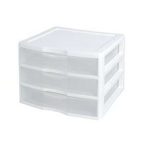Sterilite 3 Drawer Organizer   ClearView Wide 2093 (White / Clear) (10 