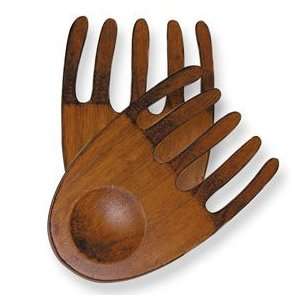  Pair of Cherry finished Rubberwood Salad Hands