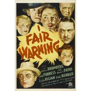  Fair Warning Movie Poster (27 x 40 Inches   69cm x 102cm) (1930 