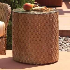  Rio End Table with Stone Top Finish Bamboo Patio, Lawn 