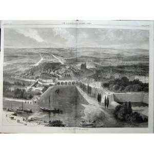  1870 War View Metz Town Bridge River Palace France Art 
