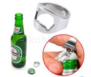 G3726 Silver Stainless Steel Finger Ring Bottle Opener  