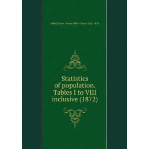  Statistics of population. Tables I to VIII inclusive (1872 