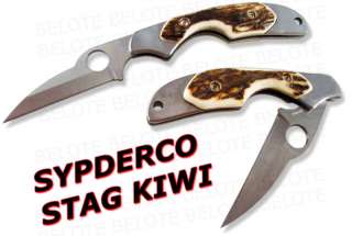 Spyderco Kiwi 3 Stag Handle Plain Edge Knife C75STP3  