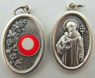 Silver St Benedict Pendant Protection Saint Medal Relic  