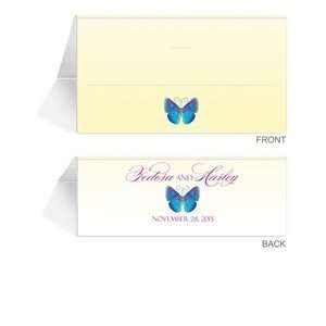  180 Personalized Place Cards   Butterfly Blue Office 
