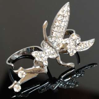   ring adjustable rings angel wing girl elf fairy silver gold  