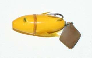 Heddon Flap Tail Bug #720 Yellow Fly Rod Fishing Lure Flaptail Vintage 