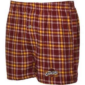  Cleveland Cavaliers Wine Gold Plaid Match Up Boxer Shorts 