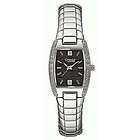Caravelle by Bulova Womens 44P19 Diamond Accented Black Dial Watch 