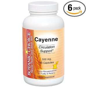  Botanic Choice Cayenne 500mg 90 Count Capsules (Pack of 6 