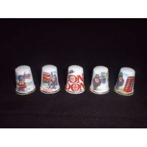  London England China Thimble Set x5