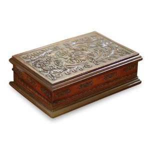 Cedar and leather jewelry box, Colonial Garden