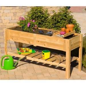   Cedar Wood Raised Planter Box with Tray   87123 Patio, Lawn & Garden