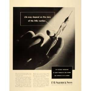  1939 Ad Squibb Laboratories Pharmaceuticals Needle 