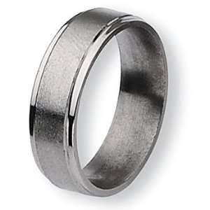 Chisel Grooved Edge Brushed and Polished Titanium Ring (6.0 mm)   Size 