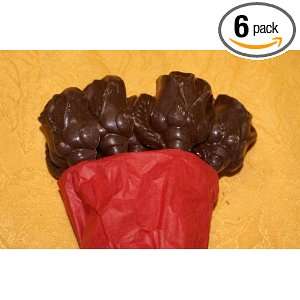 Gourmet Heart Healthy Solid Dark Chocolate Roses (1/2 Dozen) Handmade 