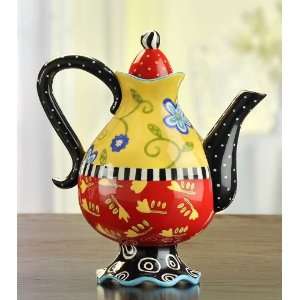  *joyce Shelton Ceramic Tea Party Teapot   Yellow Patio 