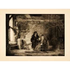  1907 Photogravure Man Wife Goat Tobit Barn Rembrandt Dutch 