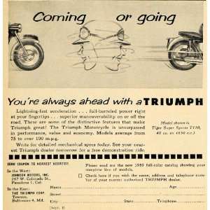  1959 Ad Dyna Panhard Citroen Triumph Motorcycles MPG 