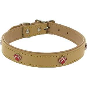  Kakadu Pet Paw Print Leather Dog Collar, 1 1/4 x 23 1/2 