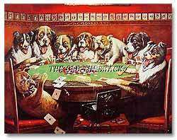   Tin Metal Sign   Eight Dogs Playing Poker Cards Casino Gambling #497