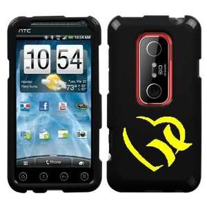 HTC EVO 3D YELLOW HURLEY HEART ON A BLACK HARD CASE COVER 