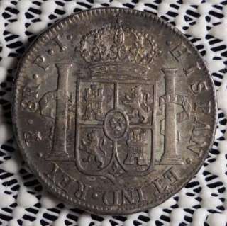 1821 SPANISH COLONIAL BOLIVIA 8 REALES SILVER COIN XF  
