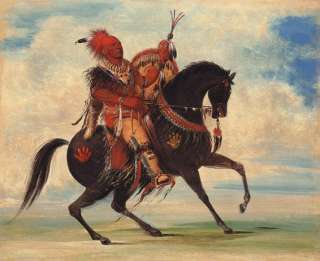 INDIAN FOX CHIEF ON HORSE CATLIN REPRO PAPER CANVAS  