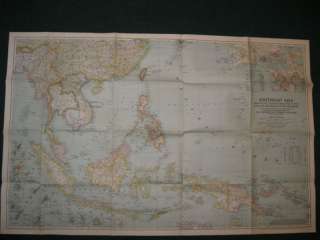 1944 SOUTHEAST ASIA NATIONAL GEOGRAPHIC MAP  