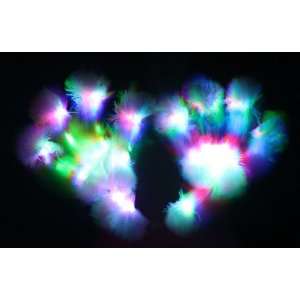  Fluffy Finger LED Boom Rave Glove Set 