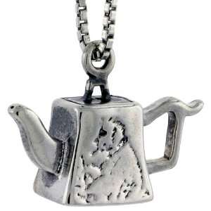  Sterling Silver Trapezoid shaped Tea Pot Pendant, 7/16 in 