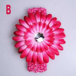 14 color★ baby boy girl crochet hair headband + flower Hair Clip 