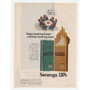  1975 Firemen Trampoline Saratoga 120s Cigarette Print Ad 