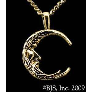   Moon Pendant, 18 long gold filled cable chain, Moon Star Jewelry, 14