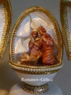Russian Imperial Victorian type Christmas Music Box NATIVITY EGG