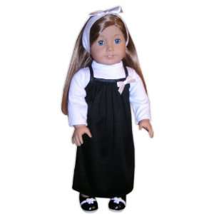  3 Piece Black Evening Gown with Headband Fits 18 Doll 