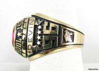   High School Class RING   10k Yellow Gold Solid Back Red Stone  