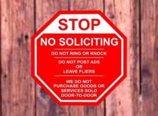 No Soliciting Sign Many Colors 5.2 in    