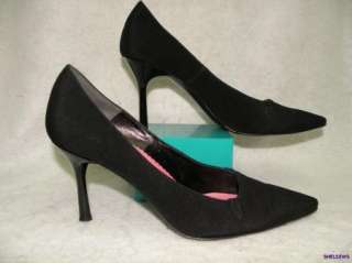 DKNY Classic Black Dress Pumps Shoes 10B EUC Fabric Upper Leather Sole 