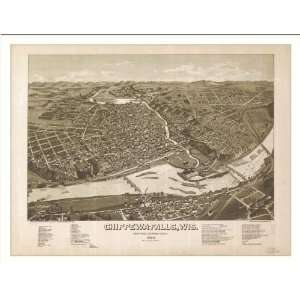  Historic Chippewa Falls, Wisconsin, c. 1886 (L) Panoramic 
