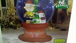 Airblown Inflatable 6 Ft Tall Charlie Brown, Snoopy Snowglobe Scene 