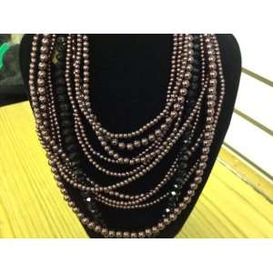  Brown pearl necklace with navy black crystal Everything 