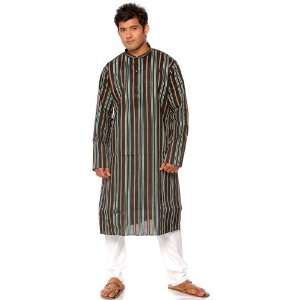   Kurta Pajama with Woven Tri Color Stripes   Pure Cotton Everything