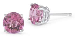   Pink Sapphire Stud Earrings Natural Gem Stone Women Jewelry  