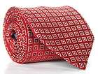 FERRELL REED Red Blue White Geometric Squares Silk Mens