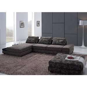 com Modern Fabric Sofa and Ottoman Sectional, Brown By TOSH Furniture 