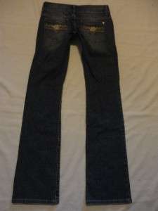 Authentic GUESS Low Rise DAREDEVIL~Boot Cut Embellished Jeans 27 x 34 